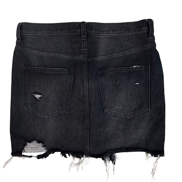 We the Free Distressed Denim Mini Black Jean Destroyed Skirt Free People Size 30 - Picture 3 of 11